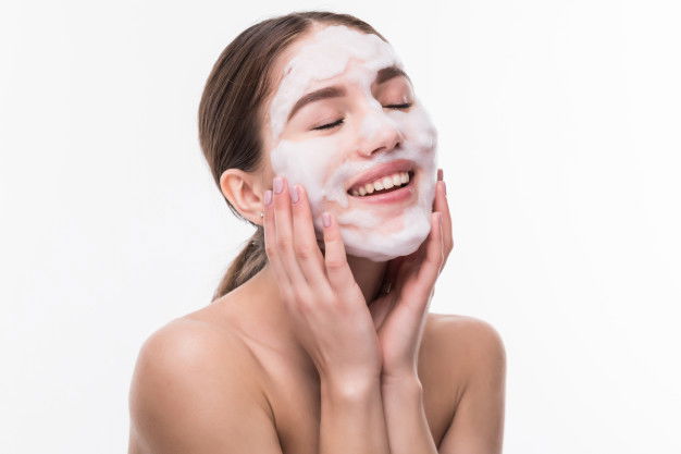 Beautiful Woman With Facial Mask White Wall Cosmetics Skin Care 231208 1514