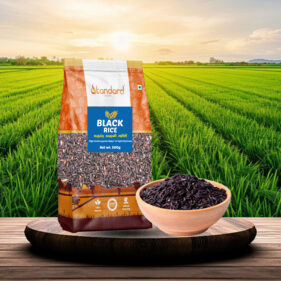 Buy now Nutritious black rice, rich in antioxidants and fiber, perfect for healthy meals.