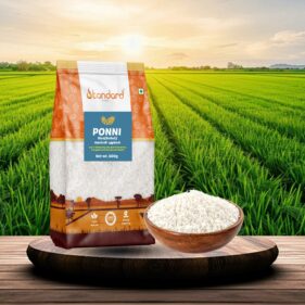 Shop now Ponni Boiled Rice, a nutritious, non-sticky rice variety ideal for everyday meals and South Indian recipes