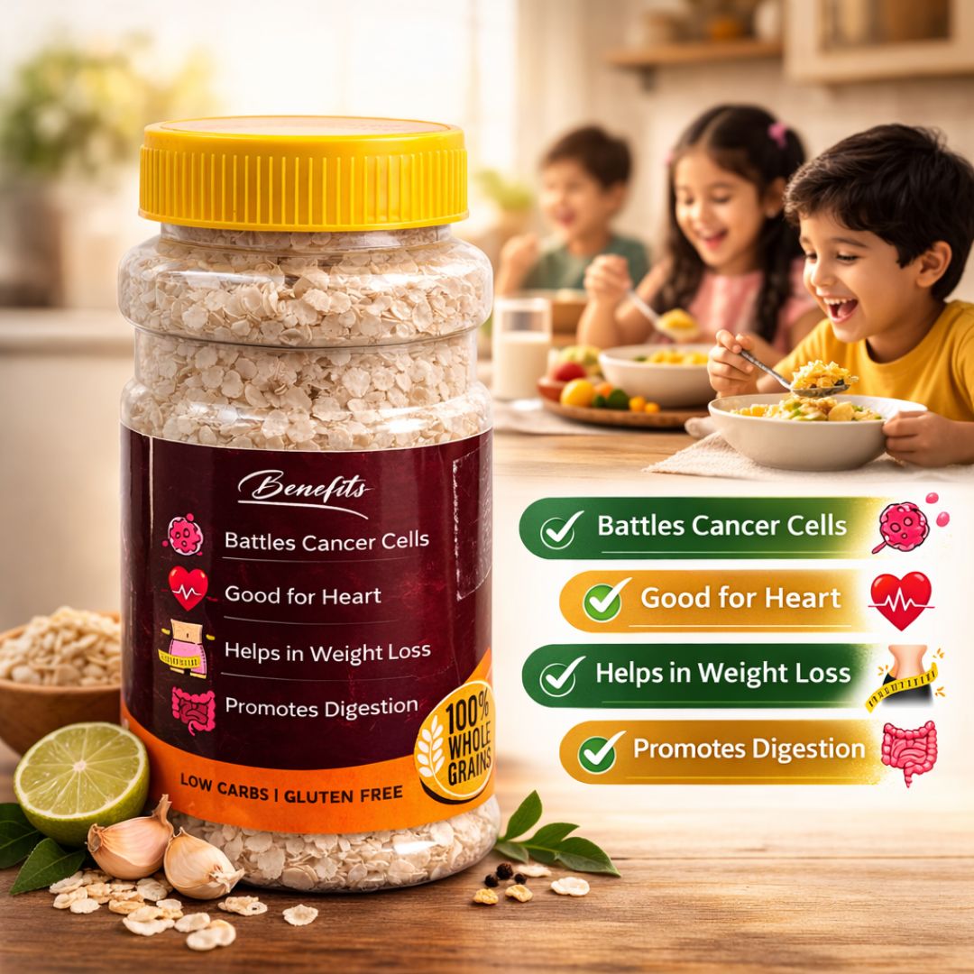 Barnyard Millet Flakes / குதிரைவாலி அவல் / ಅಲೆಗಳು ಅವಲಕ್ಕಿ / ఊడలు అటుకులు / सांवा चेवरा (200 Gm) 4 Cooked Barnyard Millet Flakes Meal Served As Healthy Breakfast With Family
