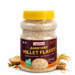 Barnyard millet flakes in airtight jar 200g gluten free whole grain millet flakes