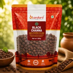 Black channa 500g pack natural and protein rich product in premium pouch packaging