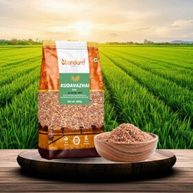 buy now Organic Kudavazhai Rice, a nutritious brown boiled rice with a unique earthy flavor and high fiber content