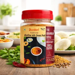 Kollu Idli Dosa Podi Served With Idli And Oil In Traditional Homemade Style