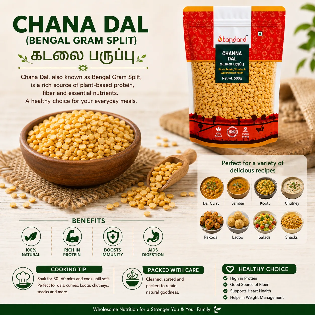 Channa Dal / Bengal Gram (Split) / Kadalai Paruppu 6 Channa Dal / Bengal Gram (Split) / Kadalai Paruppu - Image 6