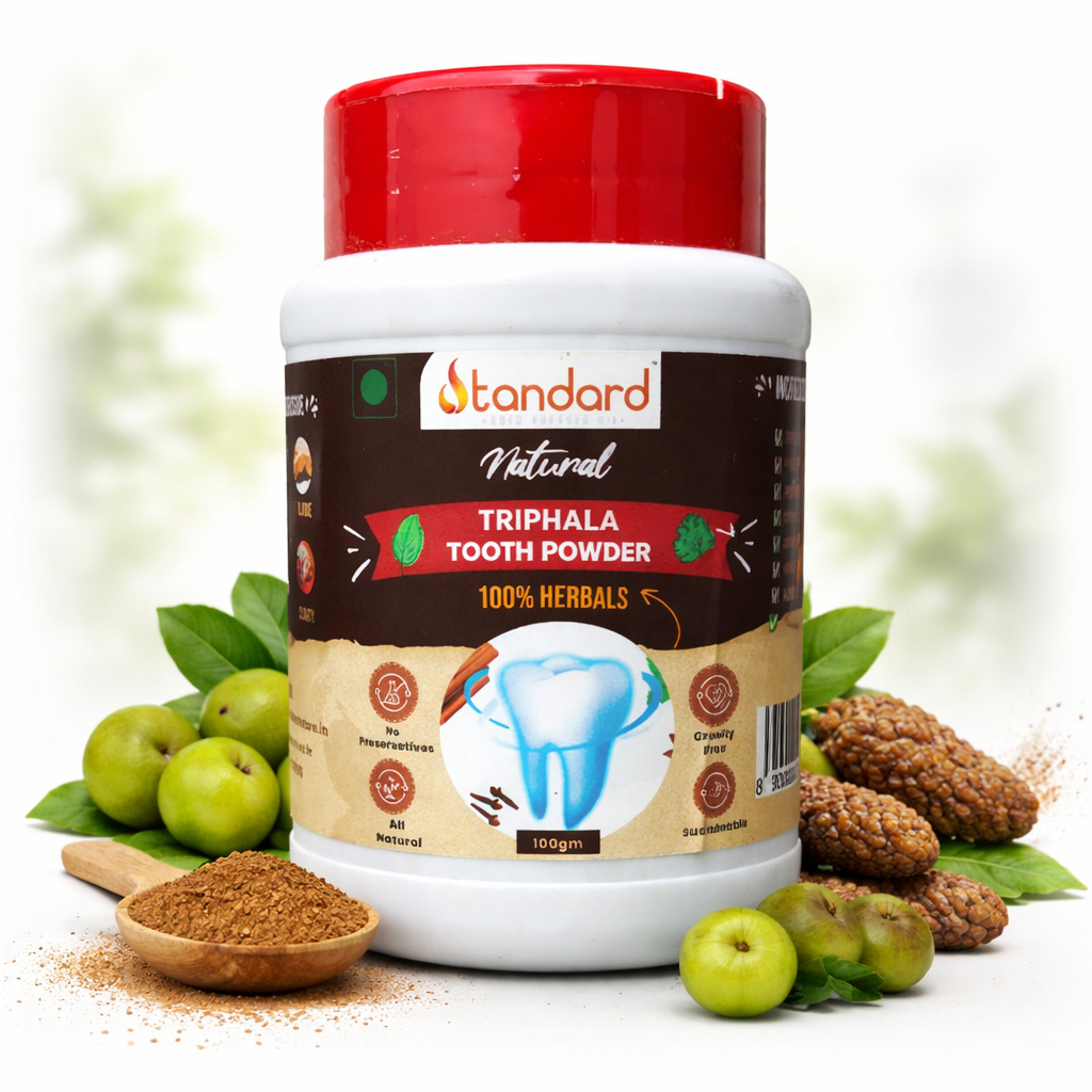 Natural Tooth Powder (100G) 1 Triphala Herbal Tooth Powder 100G Jar With Amla Ingredients – Natural Ayurvedic Dental Care Powder