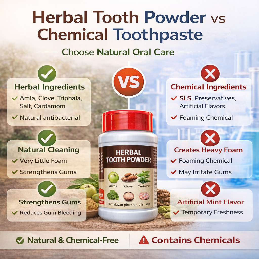 Natural Tooth Powder (100G) 5 Herbal Tooth Powder Helps Reduce Toothache, Bad Breath And Germs Naturally Compared To Chemical Toothpaste.