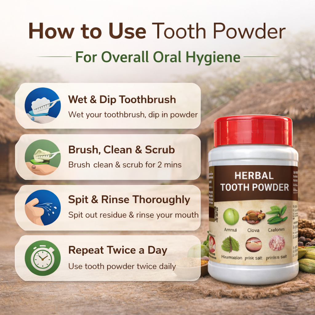 Natural Tooth Powder (100G) 3 Natural Triphala Tooth Powder Made With Amla, Clove, And Herbal Ingredients For Healthy Teeth And Gums.