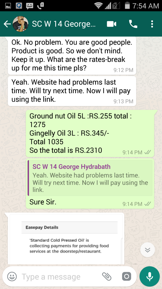 Whatsapp Messages/ Groundnut Oil Price In Chennai
