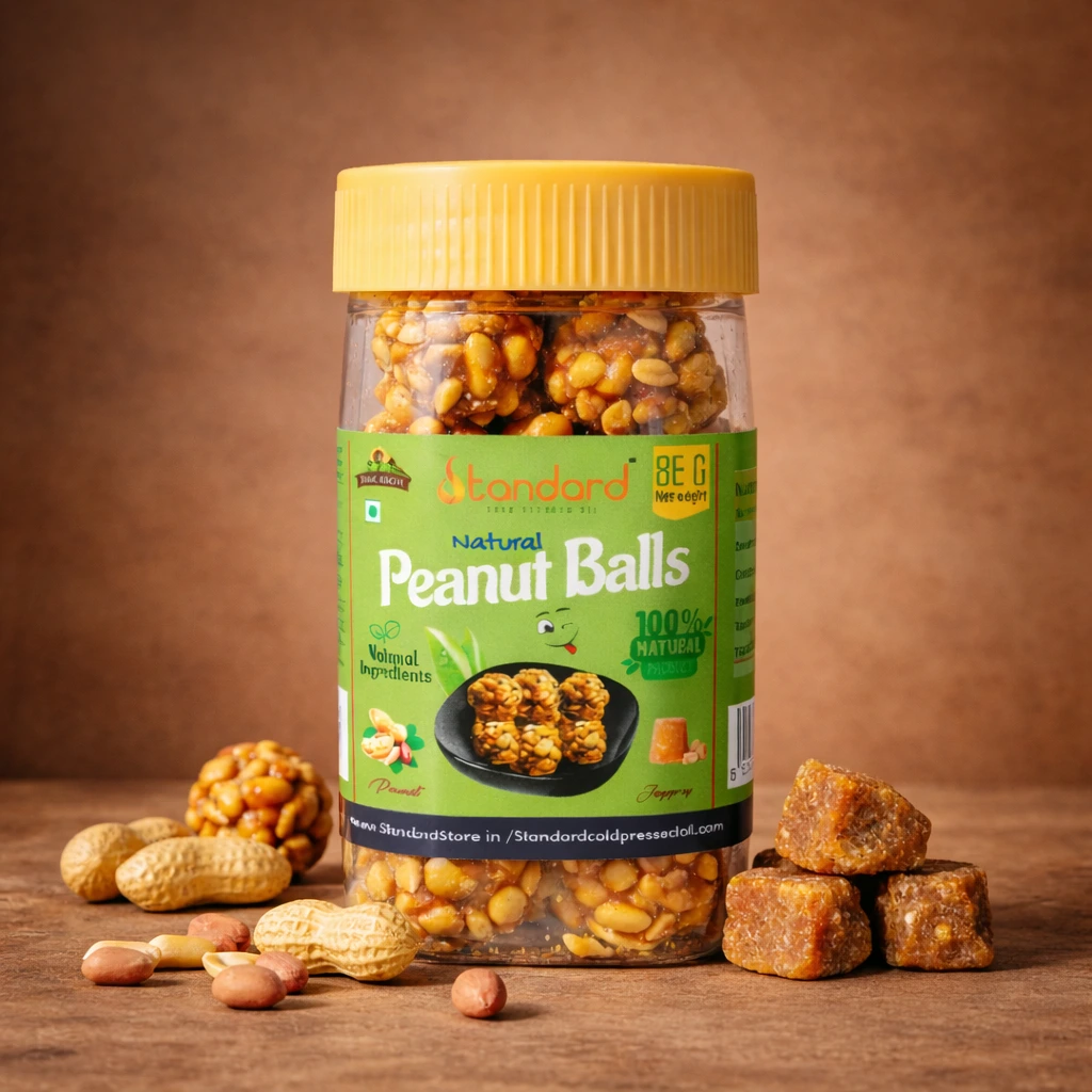 Natural peanut balls jar 80g made with jaggery traditional healthy snack product