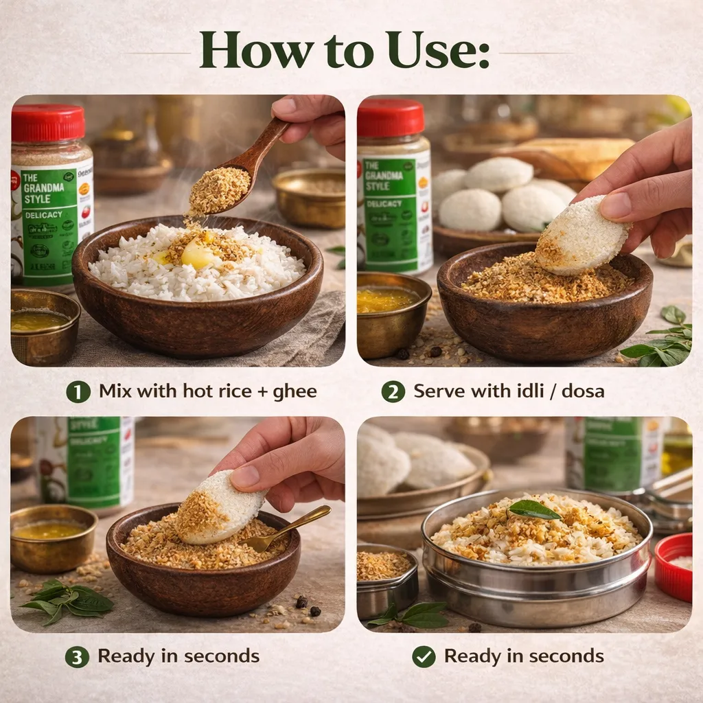 Coconut Rice Podi 100G 4 Grandma Style Coconut Podi Jar 100% Natural With Fresh Farm Ingredients And No Preservatives