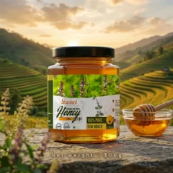 Natural Tulsi Honey 300G Jar With Raw Pure Honey In Glass Bottle Herbal Honey For Immunity