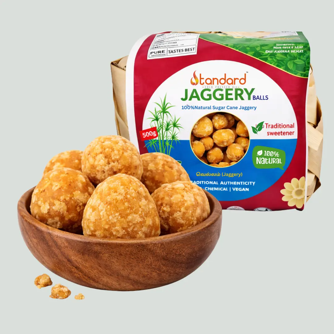 Natural Jaggery Balls 500G Pack Made From Sugarcane, Chemical-Free Traditional Sweetener