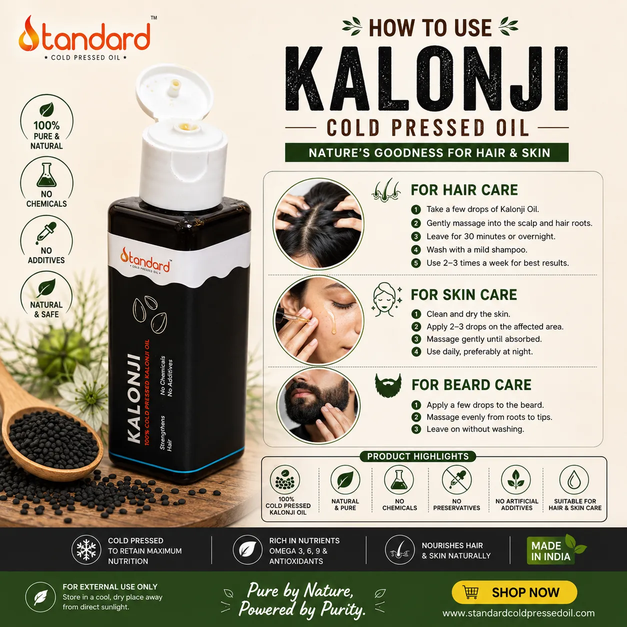 Cold Pressed Kalonji Black Seed Oil β Pure &Amp; Natural 50Ml 3 Cold Pressed Kalonji Black Seed Oil β Pure &Amp; Natural 50Ml - Image 3