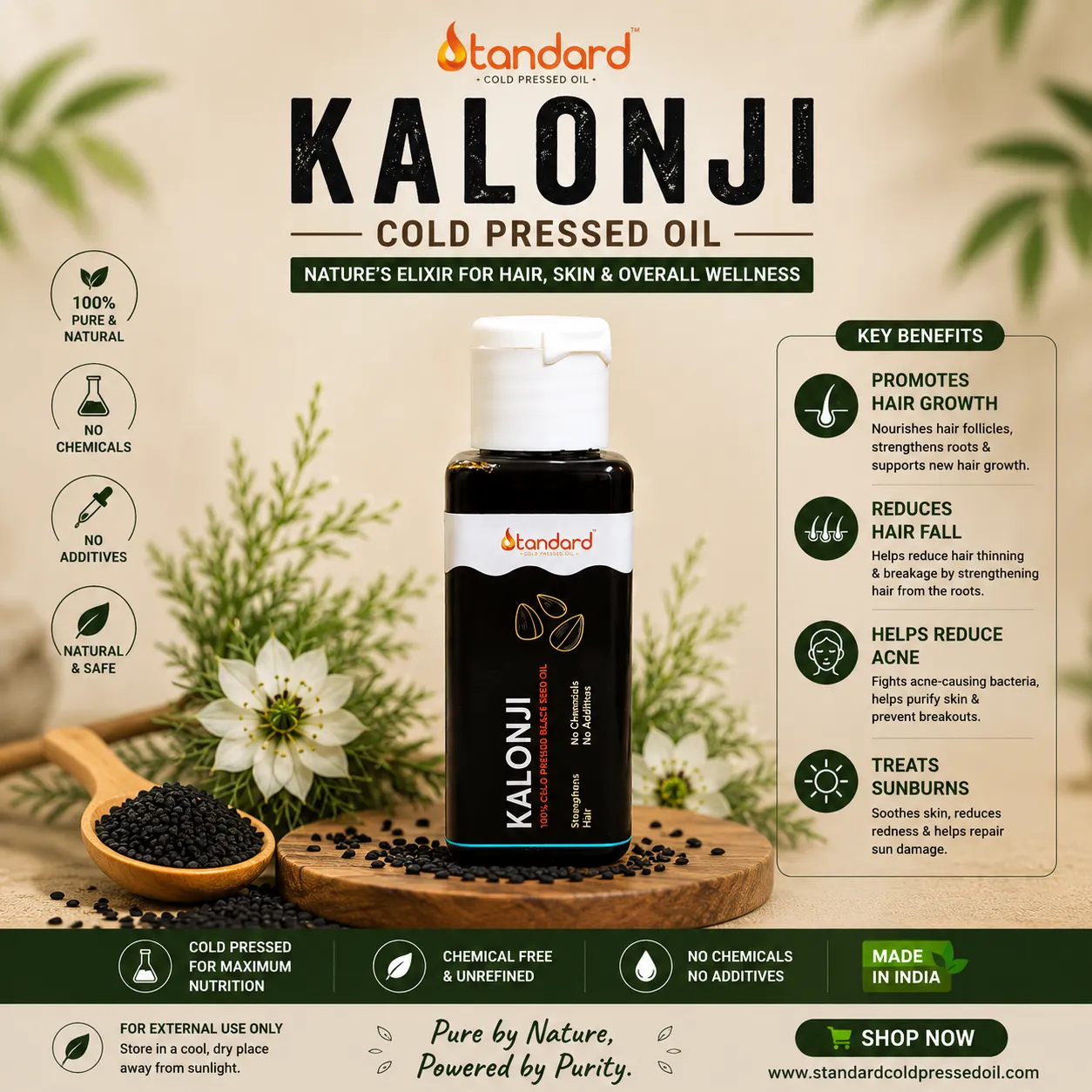 Cold Pressed Kalonji Black Seed Oil β Pure &Amp; Natural 50Ml 4 Cold Pressed Kalonji Oil Promoting Hair Growth, Reducing Hair Fall And Supporting Scalp Health.