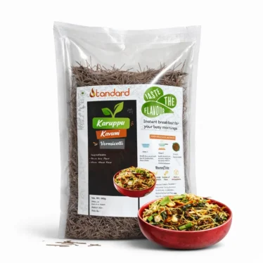 Standard karuppu kavuni black rice vermicelli healthy traditional vermicelli made from black rice with cooked vermicelli bowl