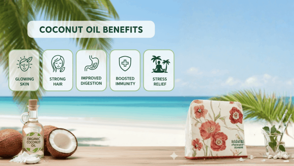 नारळाच्या तेलातील कॅलरीज किती? खरी माहिती जाणून घ्या! 11 தேங்காய் எண்ணெயின் ஊட்டச்சத்துக்கள், முடி மற்றும் தோலுக்கு நன்மைகள், செரிமானத்தை மேம்படுத்தும் மற்றும் நோய் எதிர்ப்பு சக்தியை அதிகரிக்கும்.