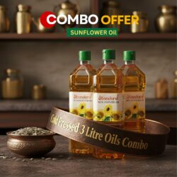 Cold pressed sunflower oil 3 litre combo made using traditional wooden press