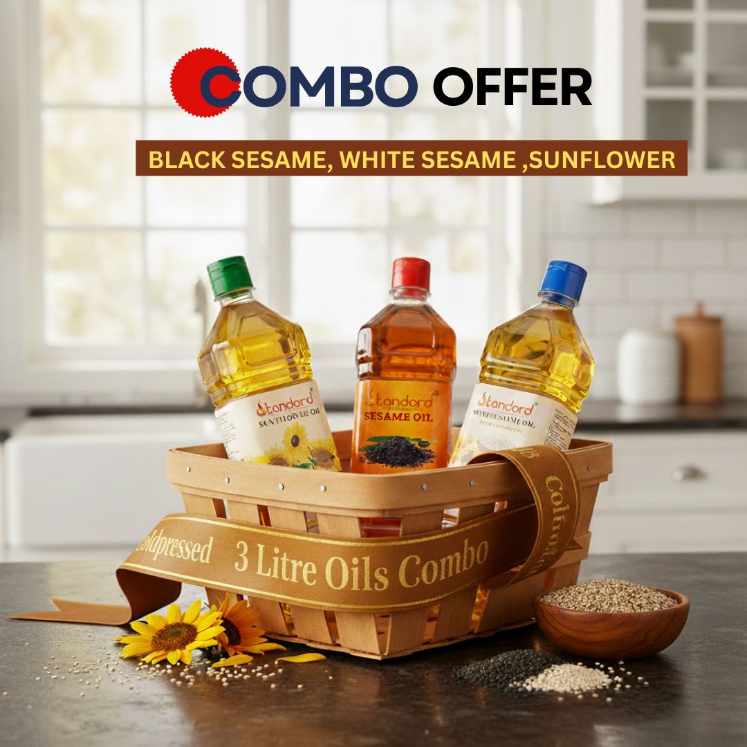 Cold Pressed Trio Oil Combo With Sunflower, White And Black Sesame Oils 1 Litre Each