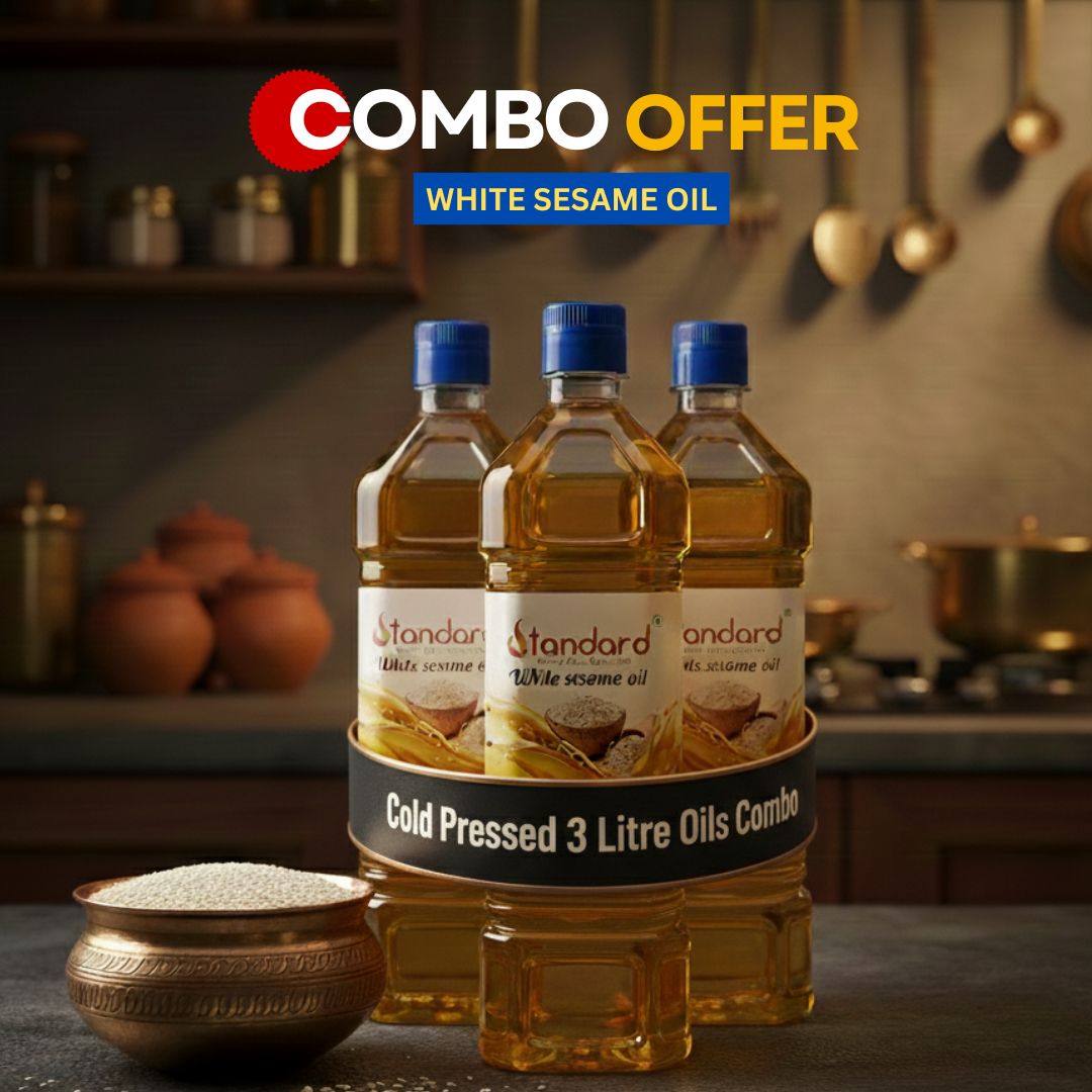 Cold Pressed White Sesame Oil 3 Litre Combo Made Using Traditional Wooden Press