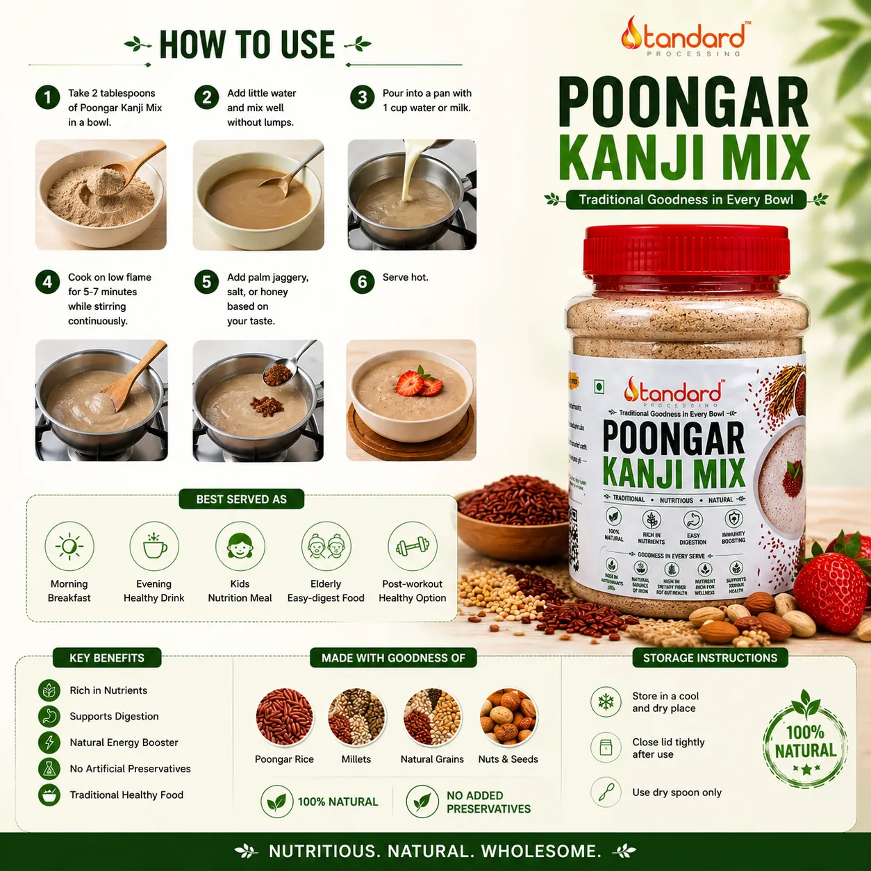 Poongar Rice Health Mix - 250G 3 Poongar Rice Health Mix - 250G - Image 3