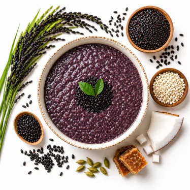 Karuppu Kavuni Kanji Mix made from traditional black rice rich in iron and antioxidants