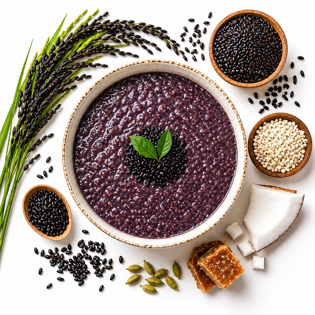 Karuppu Kavuni Kanji Mix made from traditional black rice rich in iron and antioxidants