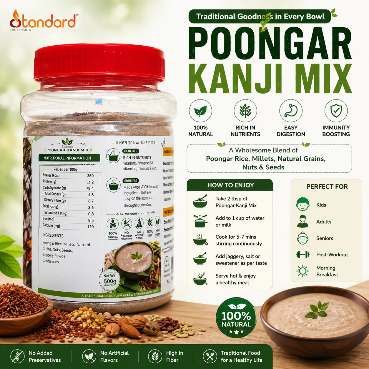 Poongar Rice Health Mix - 250G 4 Poongar Rice Health Mix - 250G - Image 4