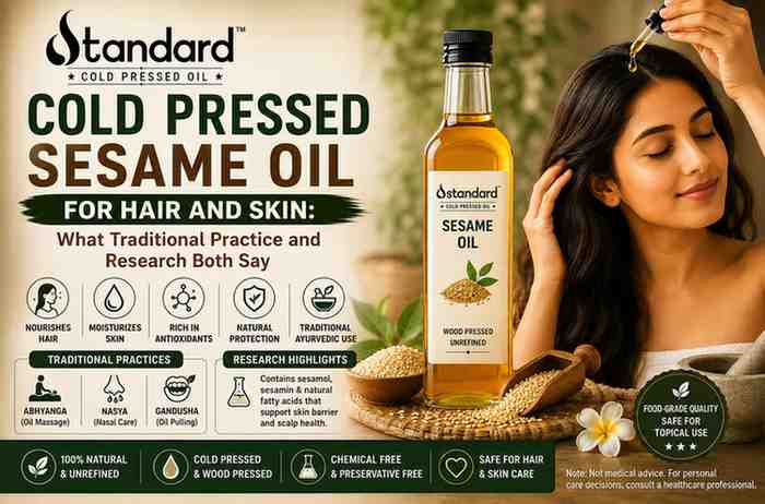Cold Pressed Sesame Oil For Hair And Skin Care With Standard Cold Pressed Oil Brand Logo