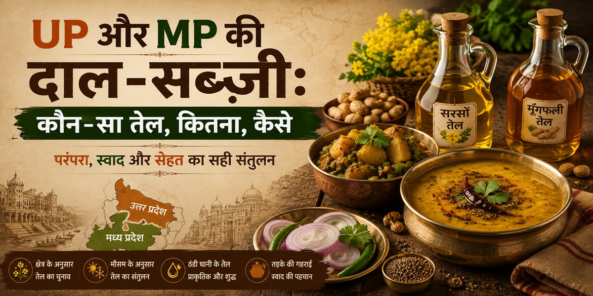 Up और Mp की दाल-सब्ज़ी में कौन-सा तेल इस्तेमाल होता है? क्षेत्र के हिसाब से समझें 1 Up Mp Dal Sabzi Sarson Tel Moongfali Tel