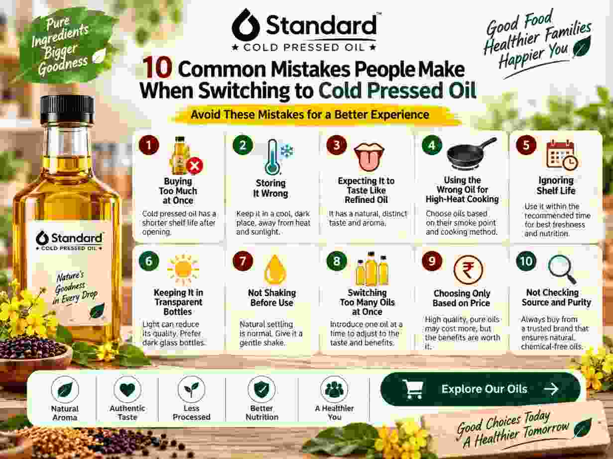 10 Common Mistakes People Make When Switching To Cold Pressed Oil 1 10 Common Mistakes People Make When Switching To Cold Pressed Oil, Including Improper Storage, Buying Too Much, And Choosing The Wrong Oil For Cooking.