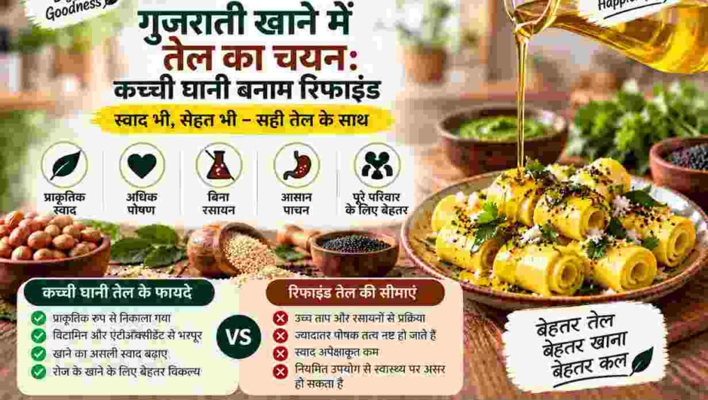 Gujarati Cooking Oil Choice Featuring Cold Pressed Groundnut Oil And Traditional Indian Food