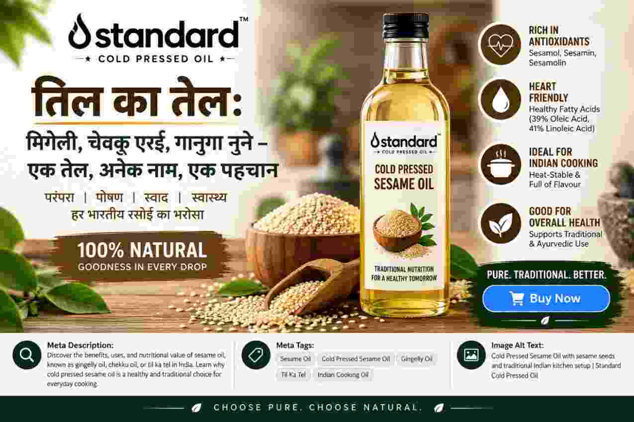 तिल का तेल: गिंगेली, चेक्कू एन्नई, गानुगा नुने - एक तेल, अनेक नाम, एक पहचान 1 Experience Traditional Sesame Oil