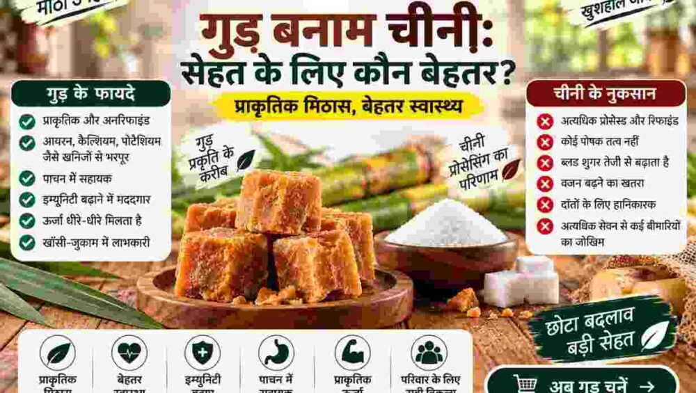 गुड़ बनाम चीनी: स्वास्थ्य का विकल्प