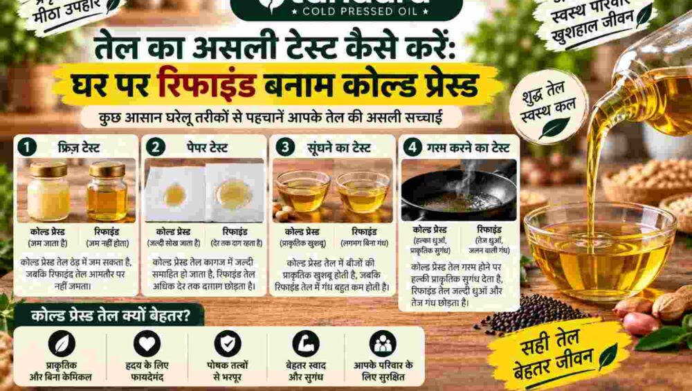 तेल का असली टेस्ट कैसे करें: घर पर रिफाइंड बनाम कोल्ड प्रेस्ड 5 तेल का असली टेस्ट: घर पर रिफाइंड बनाम कोल्ड प्रेस्ड तेल की तुलना