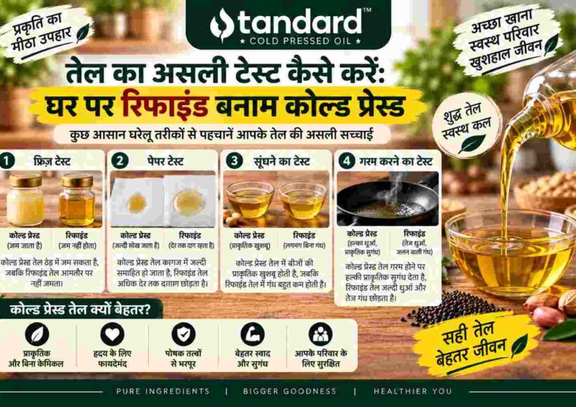तेल का असली टेस्ट: घर पर रिफाइंड बनाम कोल्ड प्रेस्ड तेल की तुलना