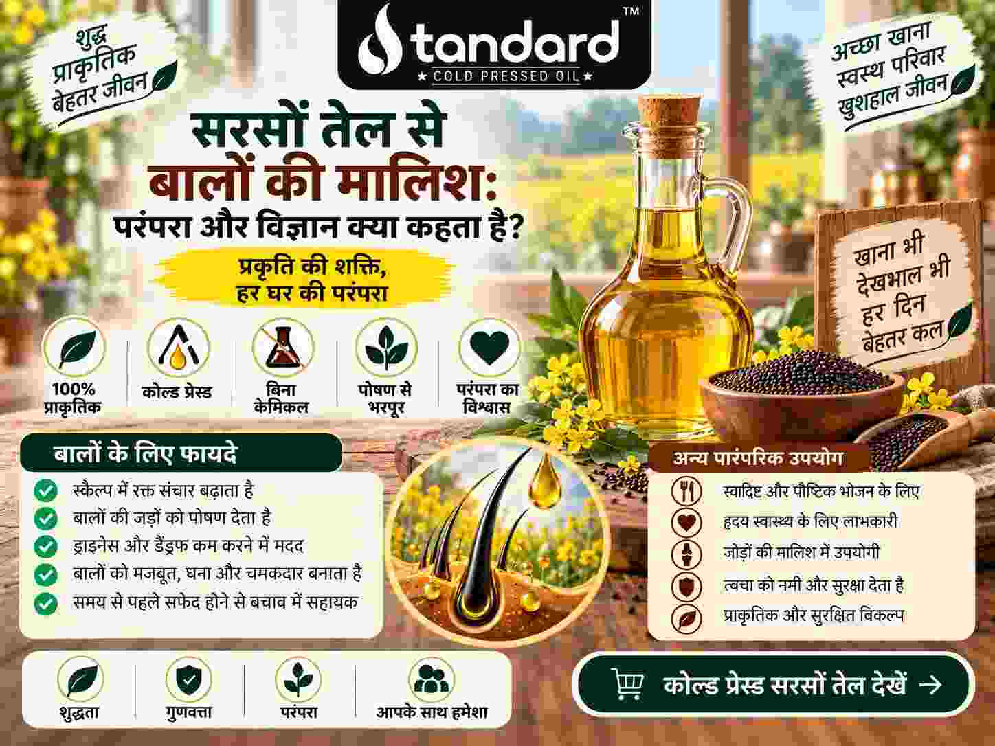 सरसों तेल से बालों की मालिश: परंपरा और विज्ञान क्या कहता है 1 सरसों तेल परंपरा और पोषण